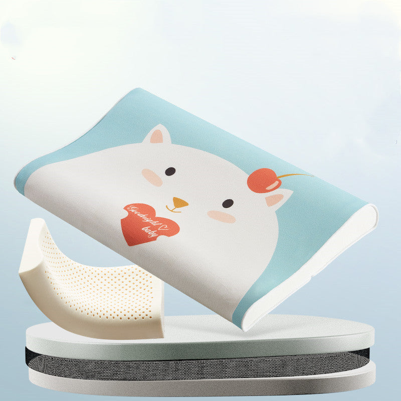 KTX-082451 Natural Cotton Toddler Sleep Pillow with Latex Filling - 50x30x7/9cm