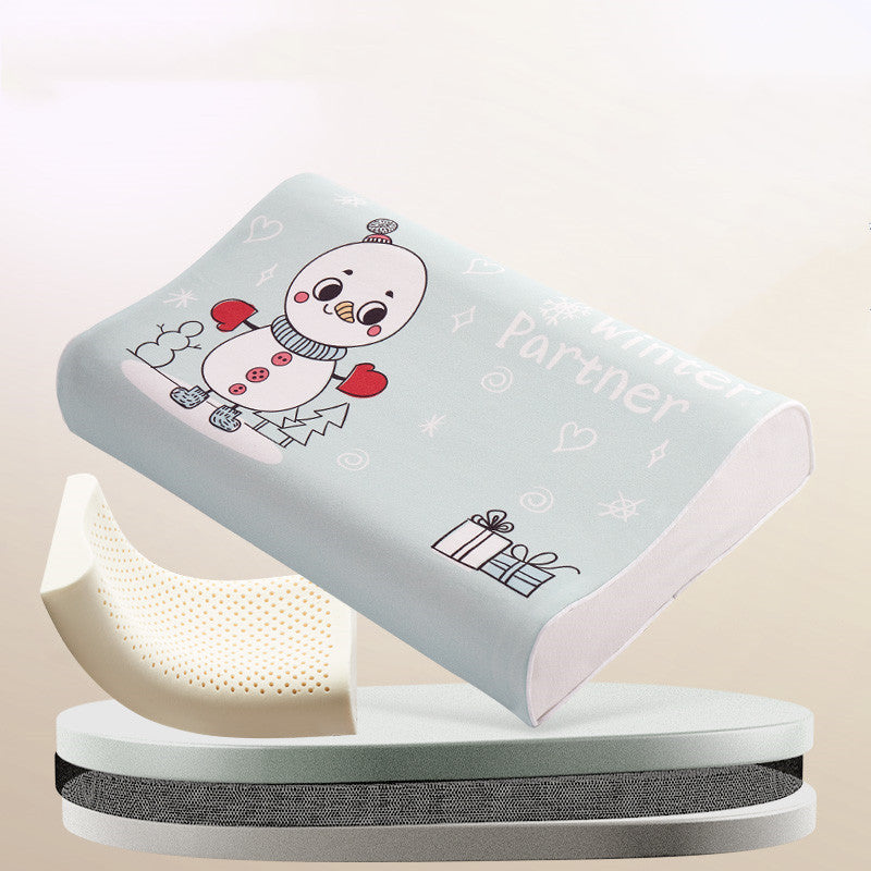 KTX-082451 Natural Cotton Toddler Sleep Pillow with Latex Filling - 50x30x7/9cm