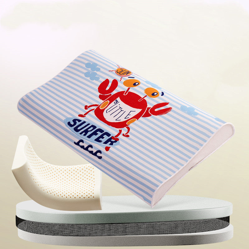 KTX-082451 Natural Cotton Toddler Sleep Pillow with Latex Filling - 50x30x7/9cm