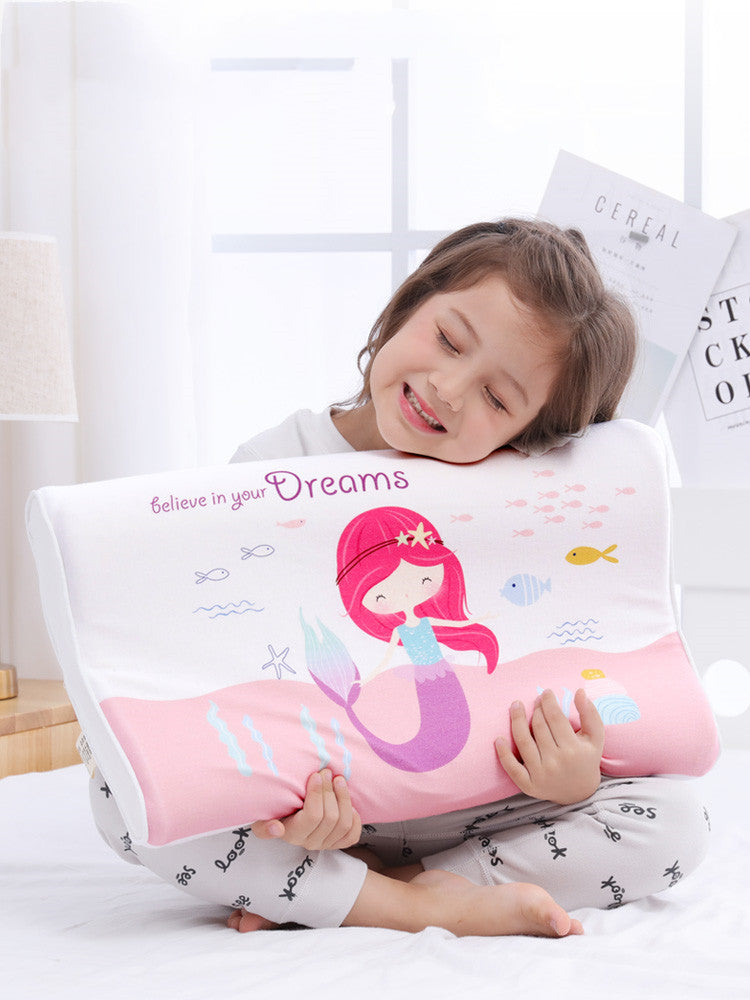 KTX-082451 Natural Cotton Toddler Sleep Pillow with Latex Filling - 50x30x7/9cm