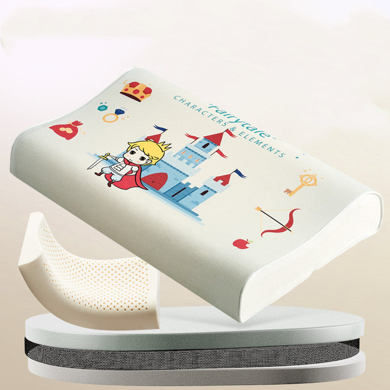 KTX-082451 Natural Cotton Toddler Sleep Pillow with Latex Filling - 50x30x7/9cm