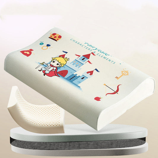 KTX-082451 Natural Cotton Toddler Sleep Pillow with Latex Filling - 50x30x7/9cm