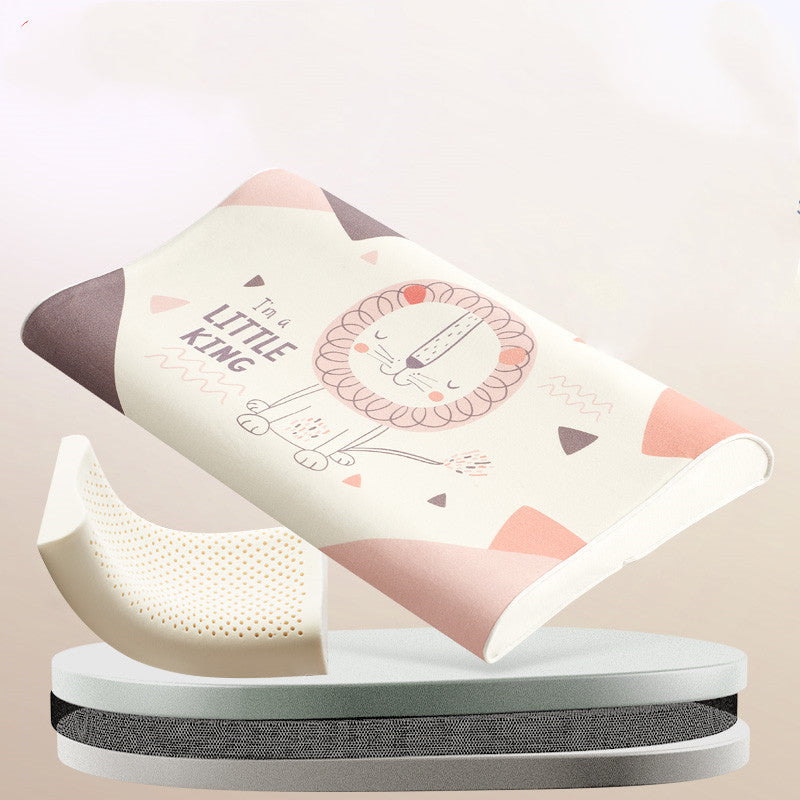 KTX-082451 Natural Cotton Toddler Sleep Pillow with Latex Filling - 50x30x7/9cm