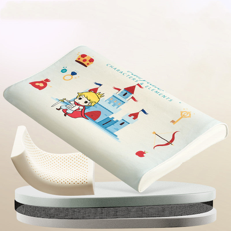 KTX-082451 Natural Cotton Toddler Sleep Pillow with Latex Filling - 50x30x7/9cm