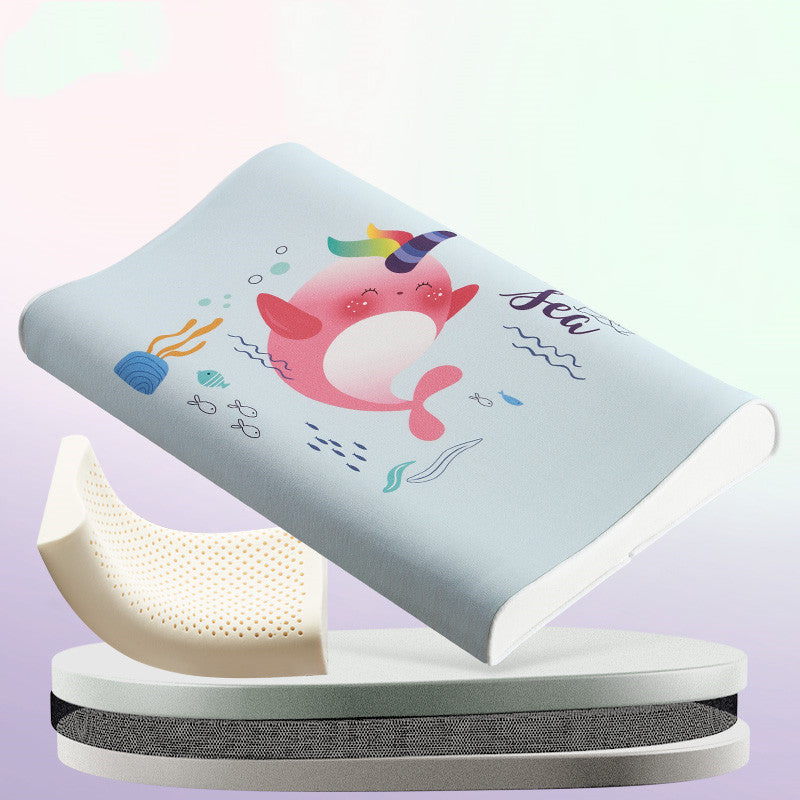 KTX-082451 Natural Cotton Toddler Sleep Pillow with Latex Filling - 50x30x7/9cm