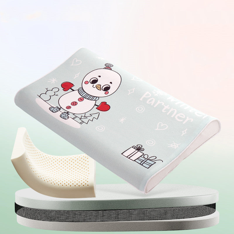 KTX-082451 Natural Cotton Toddler Sleep Pillow with Latex Filling - 50x30x7/9cm