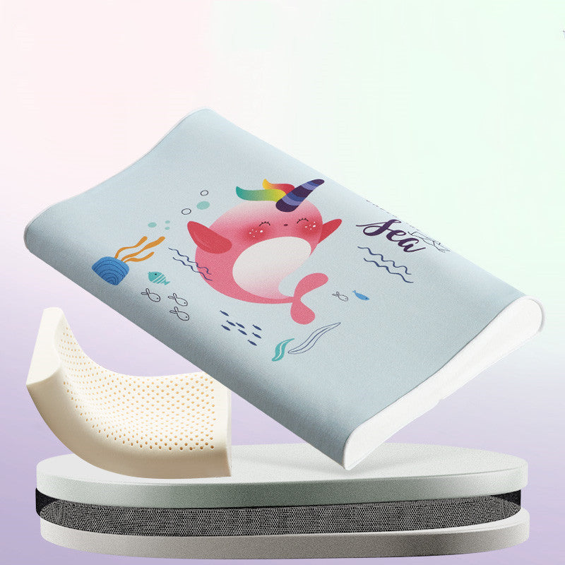 KTX-082451 Natural Cotton Toddler Sleep Pillow with Latex Filling - 50x30x7/9cm