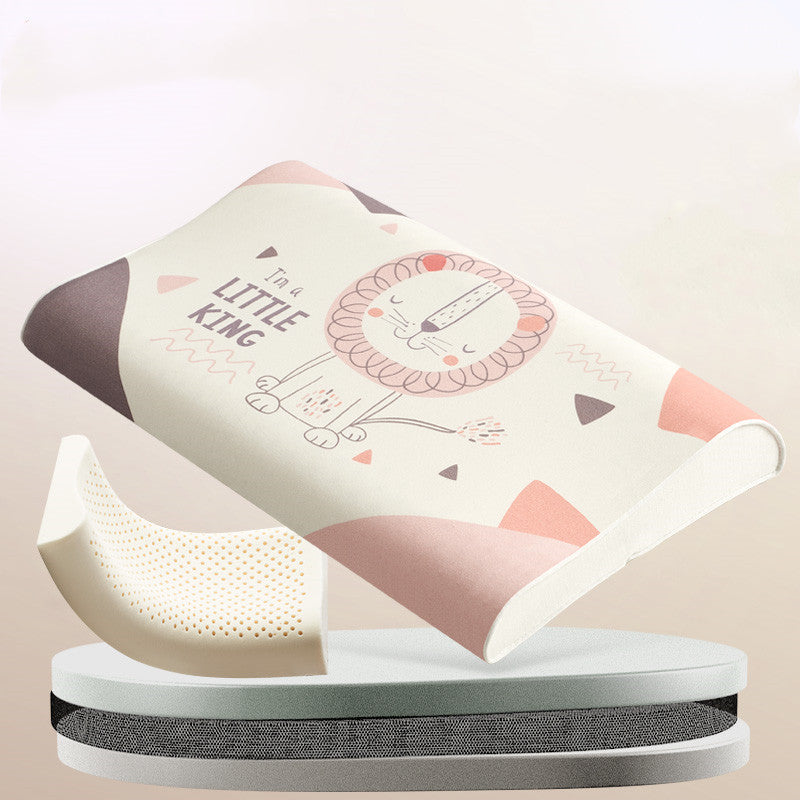 KTX-082451 Natural Cotton Toddler Sleep Pillow with Latex Filling - 50x30x7/9cm