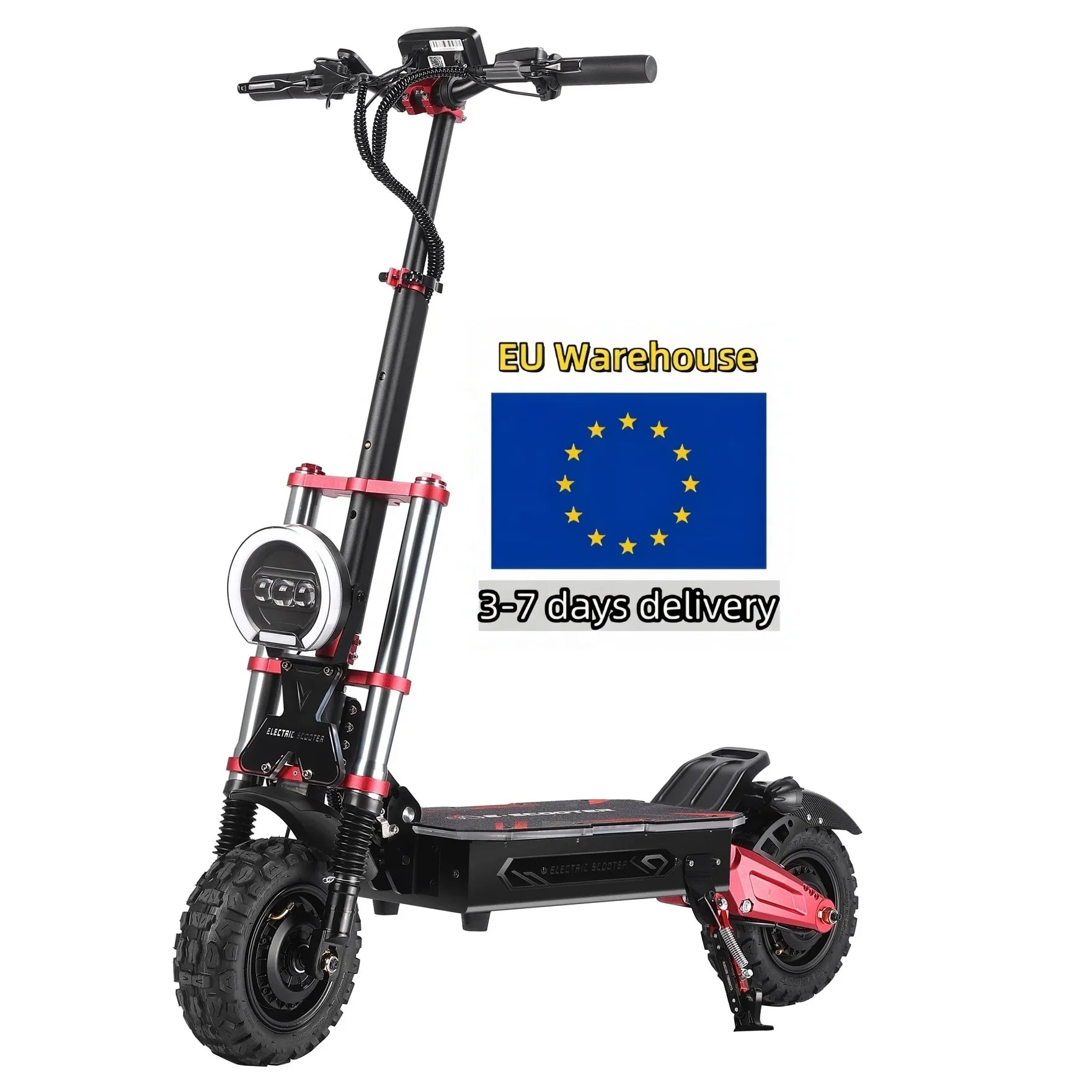KTX-083795 High Power 6000W Dual Motor Electric Scooter with Bluetooth and Full Suspension, 100-120KM Range, Foldable Design