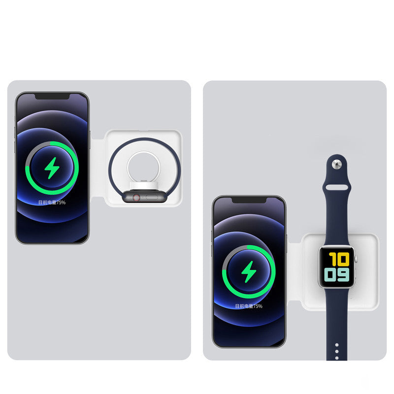 KTX-084499 Folding Dual Wireless Magnetic Charger Compatible with iPhone Models, Type-C Input, 15W Output