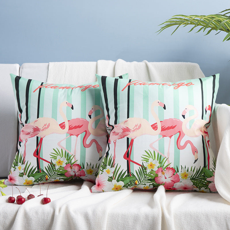 KTX-084755 Flamingo Rich Velvet Pillow with PP Cotton Filling, Nordic Style, 45x45CM