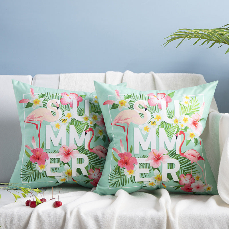KTX-084755 Flamingo Rich Velvet Pillow with PP Cotton Filling, Nordic Style, 45x45CM