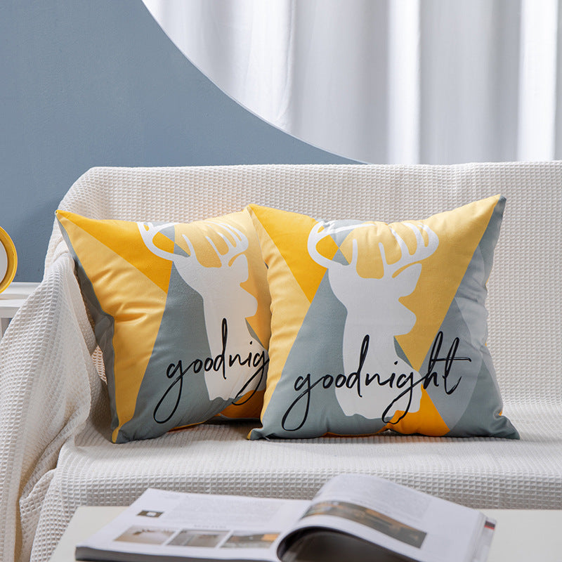 KTX-084755 Flamingo Rich Velvet Pillow with PP Cotton Filling, Nordic Style, 45x45CM