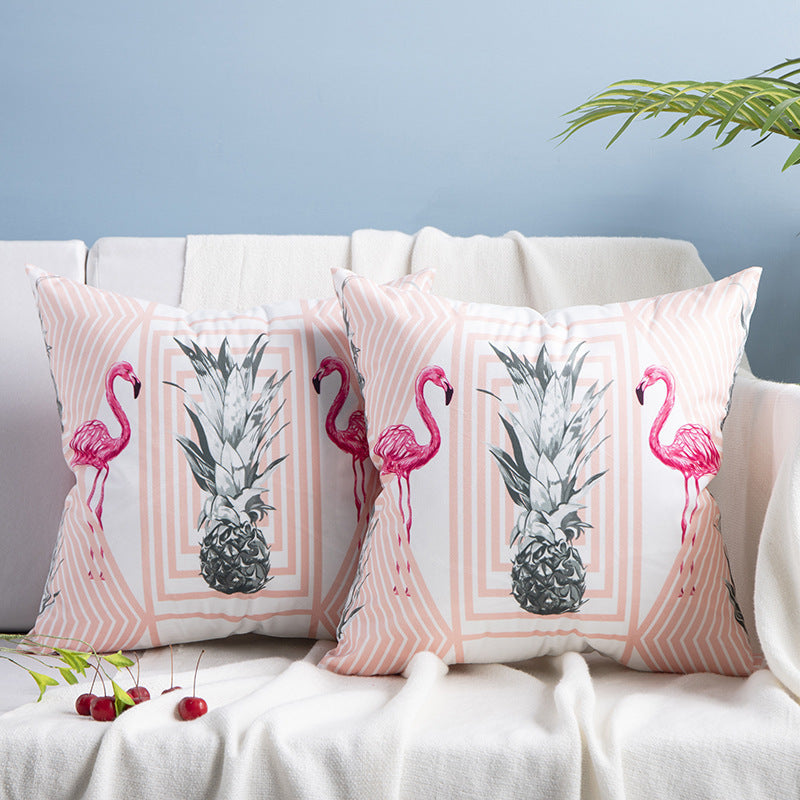 KTX-084755 Flamingo Rich Velvet Pillow with PP Cotton Filling, Nordic Style, 45x45CM