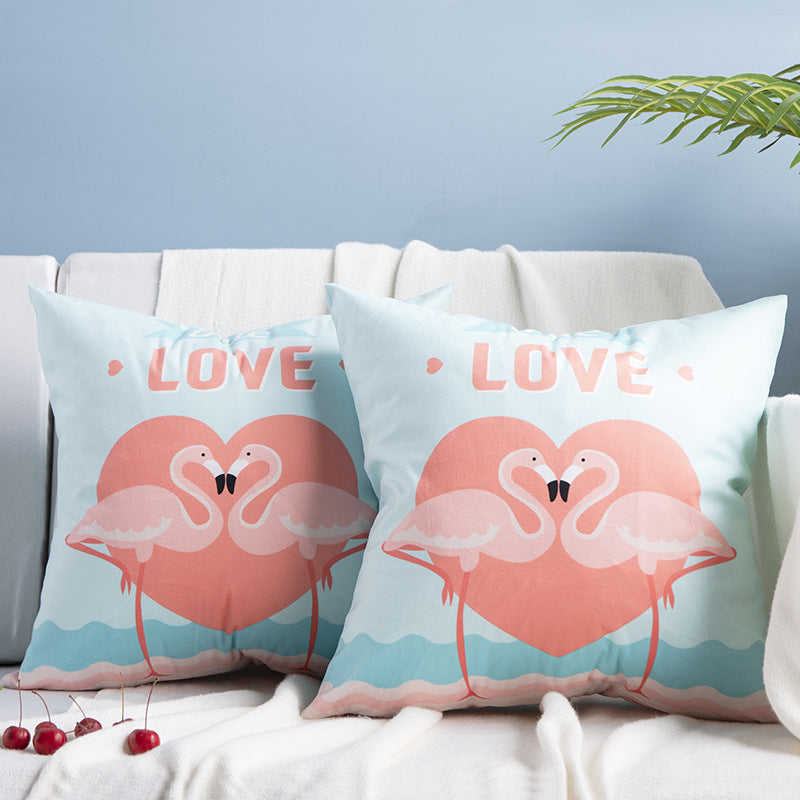 KTX-084755 Flamingo Rich Velvet Pillow with PP Cotton Filling, Nordic Style, 45x45CM