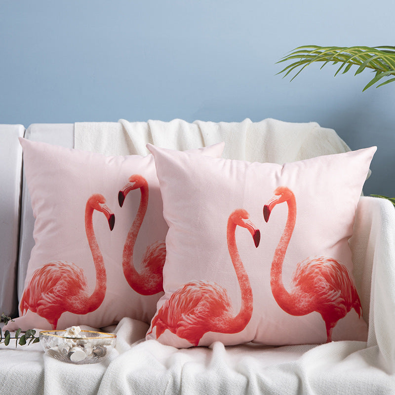 KTX-084755 Flamingo Rich Velvet Pillow with PP Cotton Filling, Nordic Style, 45x45CM