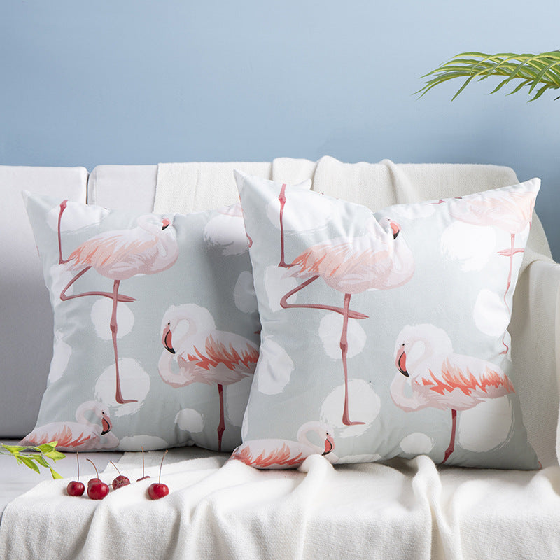 KTX-084755 Flamingo Rich Velvet Pillow with PP Cotton Filling, Nordic Style, 45x45CM