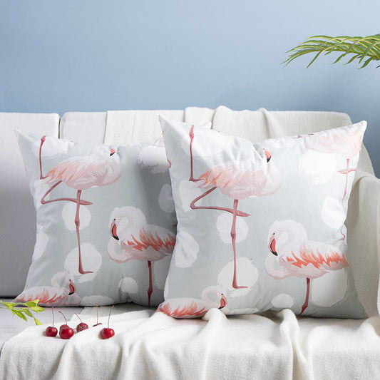 KTX-084755 Flamingo Rich Velvet Pillow with PP Cotton Filling, Nordic Style, 45x45CM