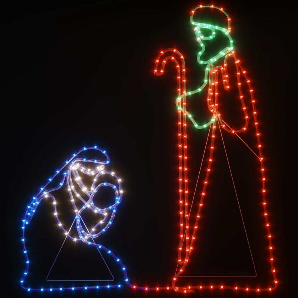 KTX-085395 LED Christmas Silhouette Decoration of Mary and Joseph - Multicolor Lights, 264 LEDs, 40x55 cm