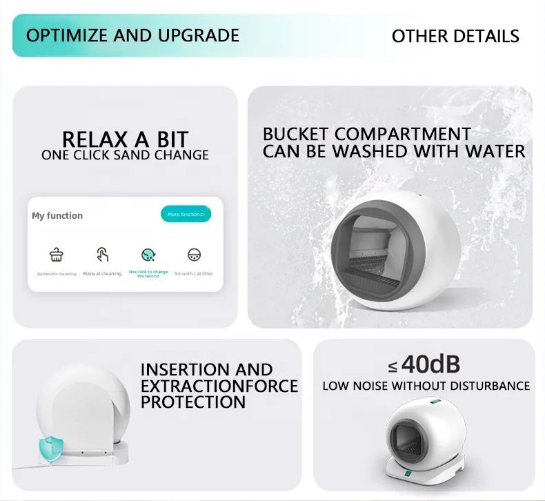 KTX-086035 Smart 65L Automatic Self-Cleaning Cat Litter Box with WiFi Control and Odor Management