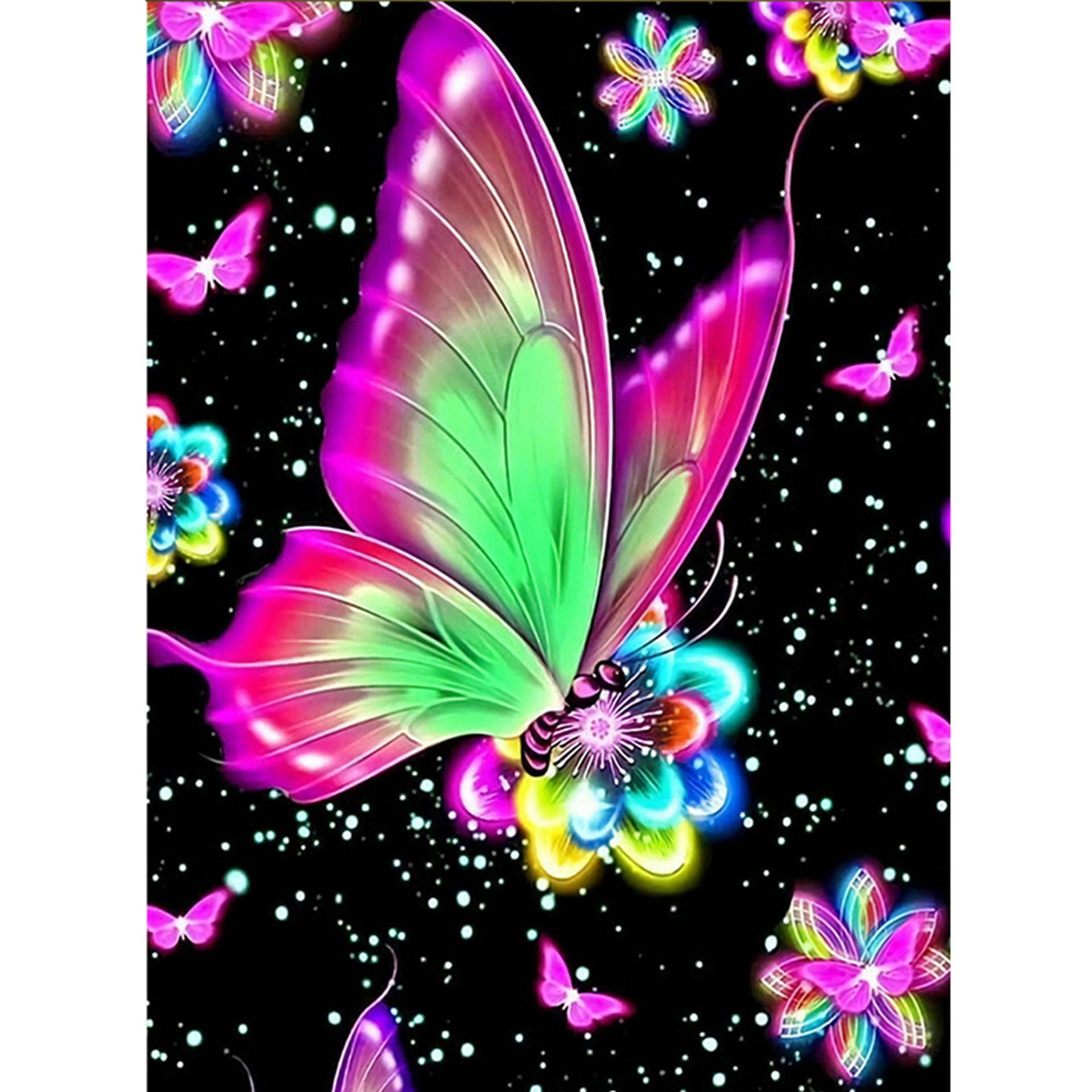 KTX-086675 Abstract Butterfly Decorative Painting - Modern Linen Digital Oil Art, Butterfly Landscape, Available Sizes 30x40cm & 40x50cm