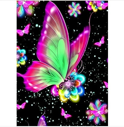 KTX-086675 Abstract Butterfly Decorative Painting - Modern Linen Digital Oil Art, Butterfly Landscape, Available Sizes 30x40cm & 40x50cm
