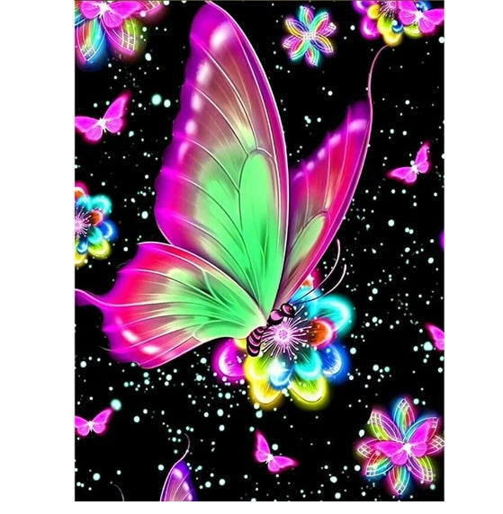 KTX-086675 Abstract Butterfly Decorative Painting - Modern Linen Digital Oil Art, Butterfly Landscape, Available Sizes 30x40cm & 40x50cm