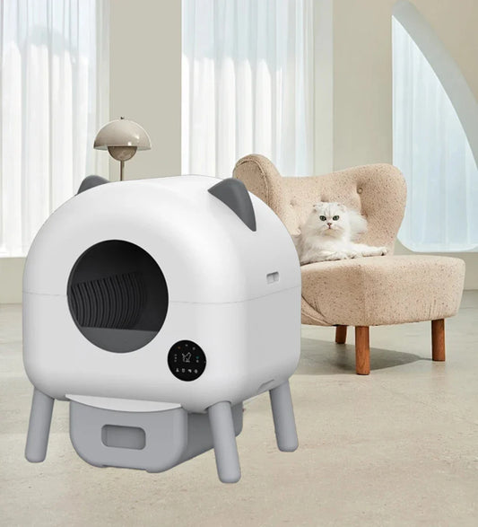 KTX-087187 Smart Self-Cleaning Cat Litter Box with WiFi Odor Control - 76L Capacity, Round Design