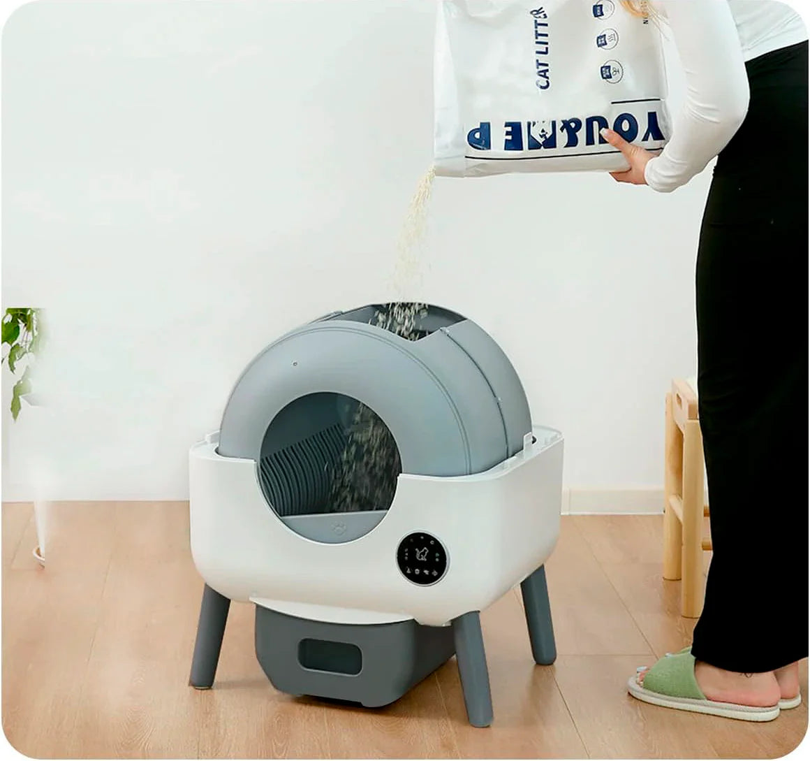 KTX-087187 Smart Self-Cleaning Cat Litter Box with WiFi Odor Control - 76L Capacity, Round Design