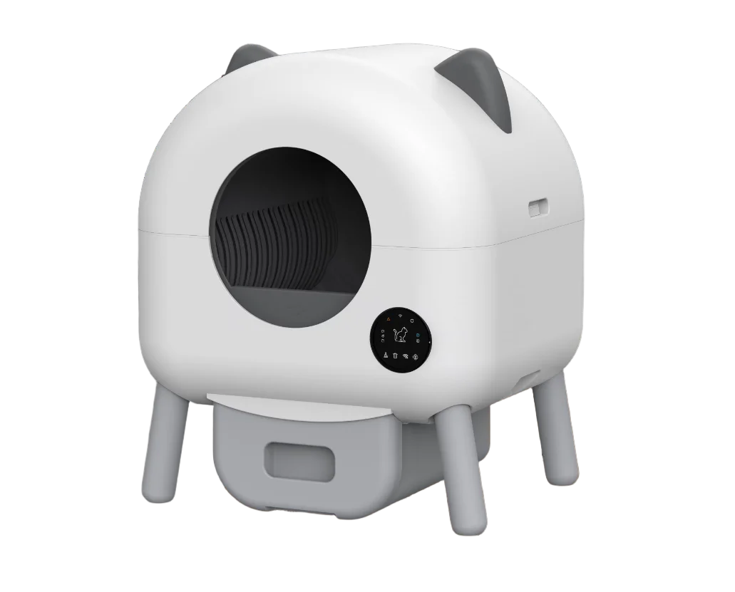 KTX-087187 Smart Self-Cleaning Cat Litter Box with WiFi Odor Control - 76L Capacity, Round Design