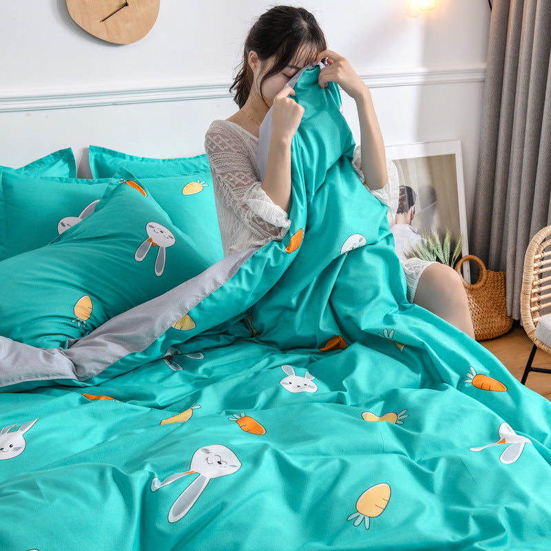 KTX-087891 Cotton Cartoon Quilt Cover Set for Dormitory - Single to King Sizes Available