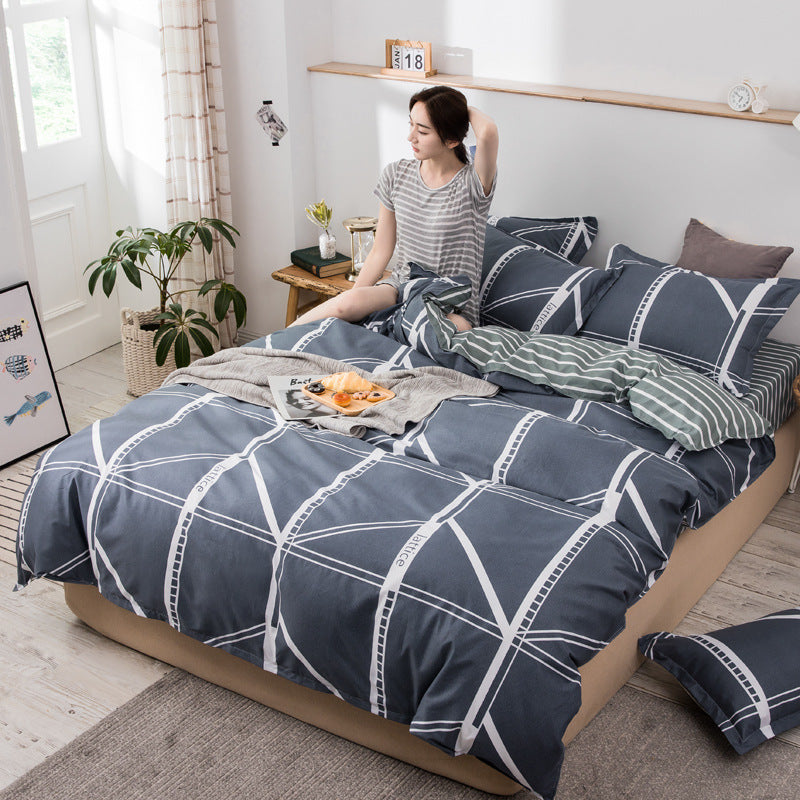 KTX-087891 Cotton Cartoon Quilt Cover Set for Dormitory - Single to King Sizes Available