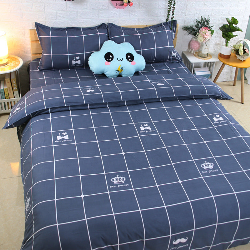 KTX-087891 Cotton Cartoon Quilt Cover Set for Dormitory - Single to King Sizes Available
