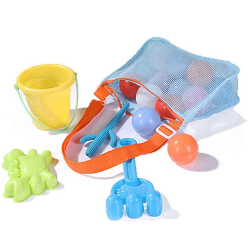 KTX-088147 Children's Rectangular Toy Storage Bag - Lightweight Mesh Beach & Travel Organizer 20x24x8cm