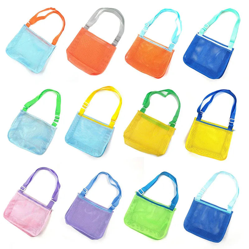 KTX-088147 Children's Rectangular Toy Storage Bag - Lightweight Mesh Beach & Travel Organizer 20x24x8cm