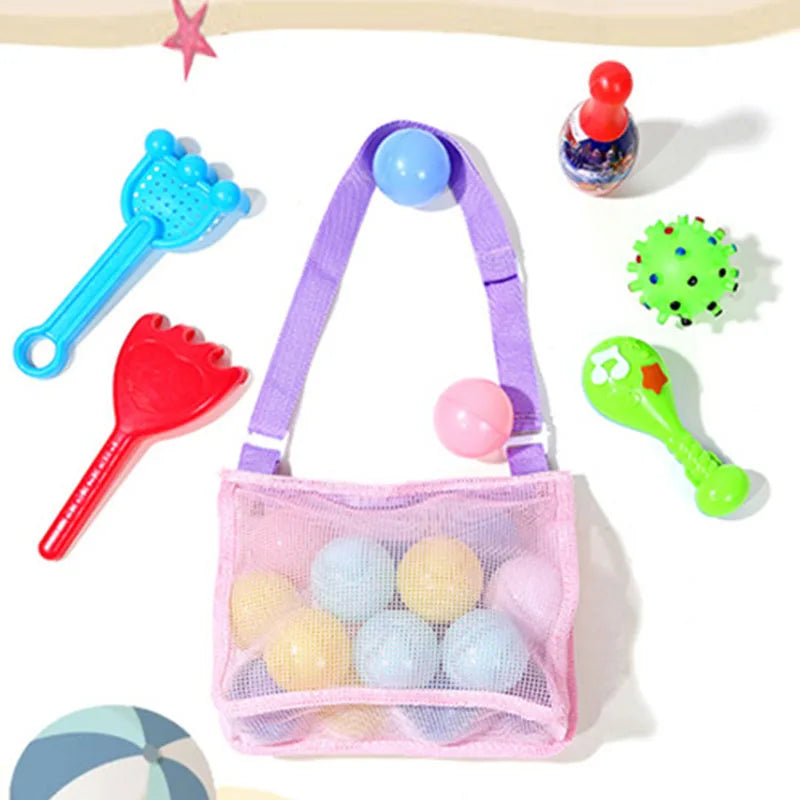 KTX-088147 Children's Rectangular Toy Storage Bag - Lightweight Mesh Beach & Travel Organizer 20x24x8cm