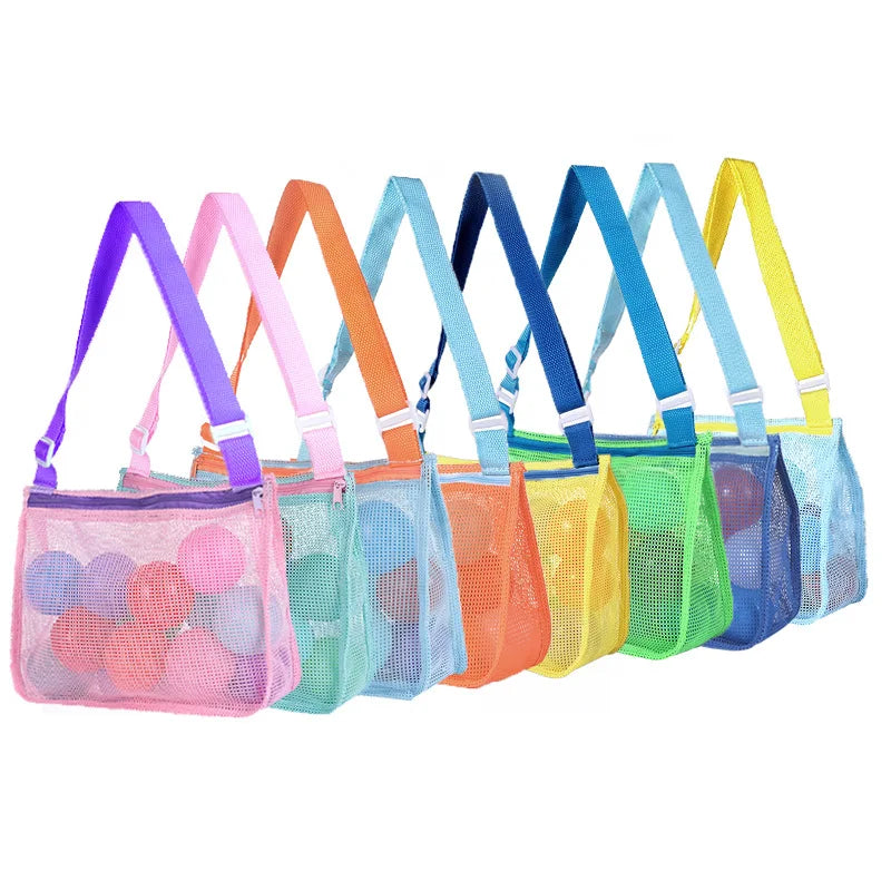 KTX-088147 Children's Rectangular Toy Storage Bag - Lightweight Mesh Beach & Travel Organizer 20x24x8cm