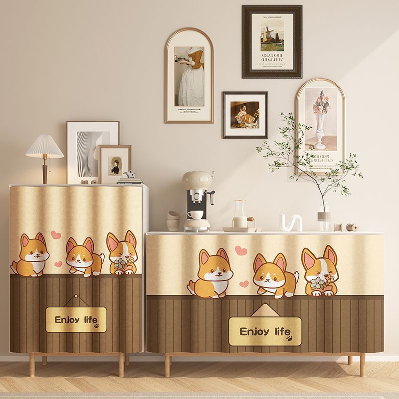 KTX-088595 Punch-Free Kitchen Door Curtain in Flannel – Cartoon Anime Designs, Multiple Sizes Available