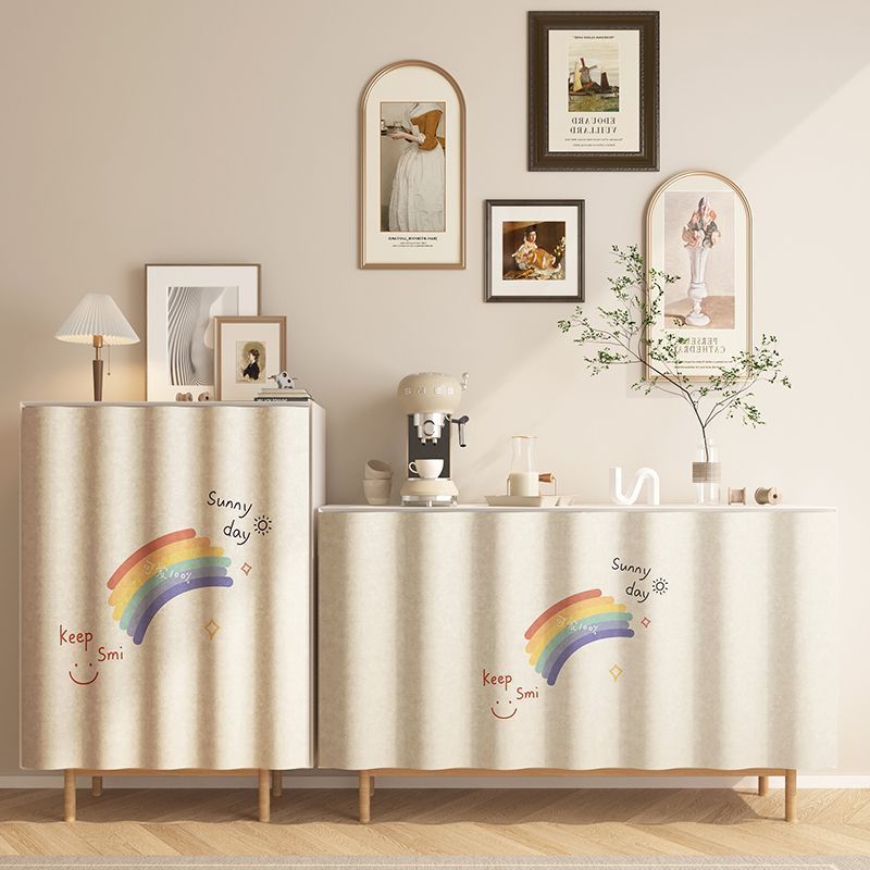 KTX-088595 Punch-Free Kitchen Door Curtain in Flannel – Cartoon Anime Designs, Multiple Sizes Available