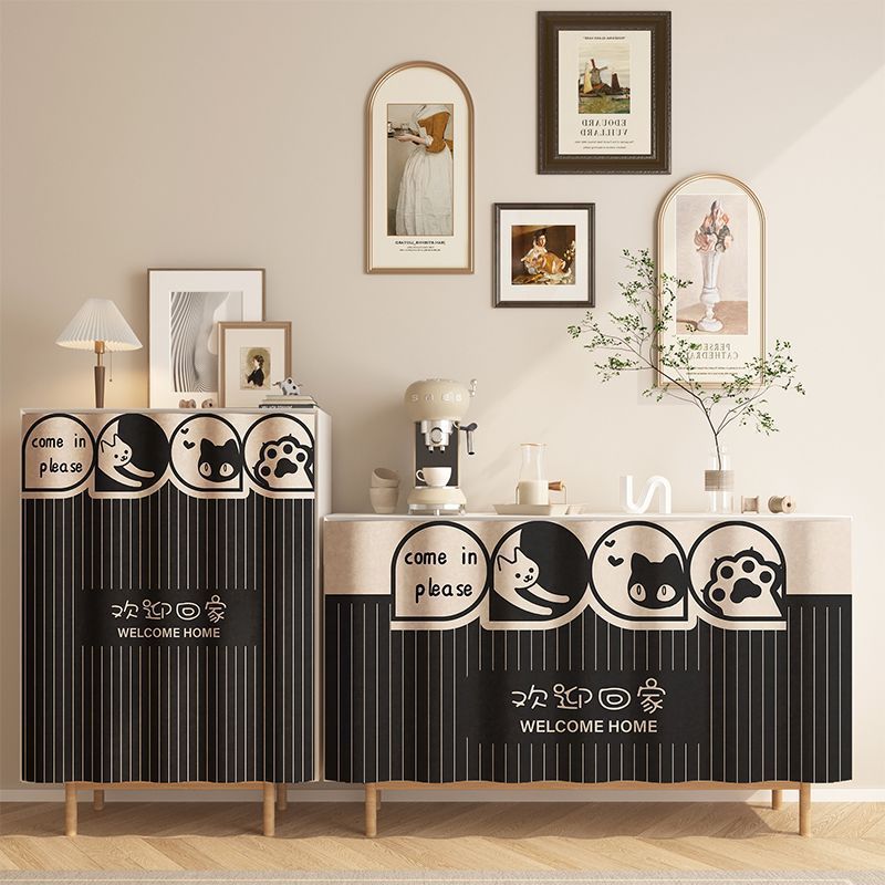 KTX-088595 Punch-Free Kitchen Door Curtain in Flannel – Cartoon Anime Designs, Multiple Sizes Available