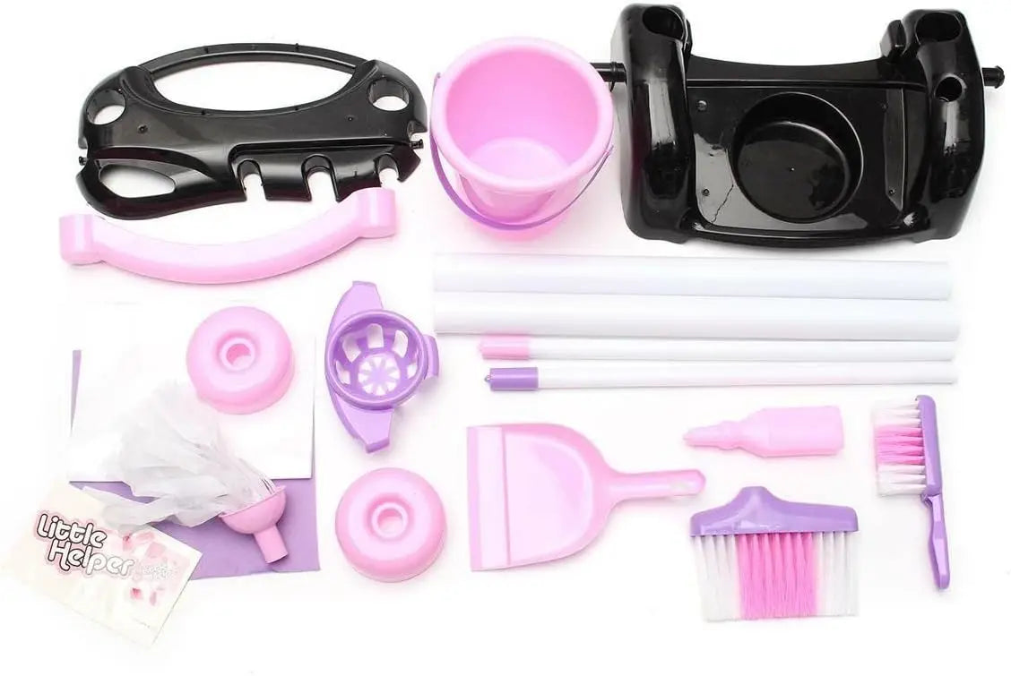 KTX-088723 58cm Plastic Trolley Cleaning Tool Toy Set for Pretend Play and Housekeeping Fun