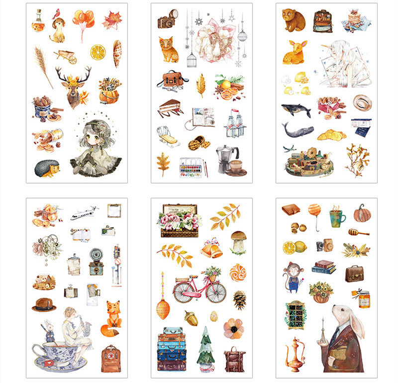 KTX-088723 Cultural and Creative Life Stickers for Diary Decoration - Variety of Designs Available