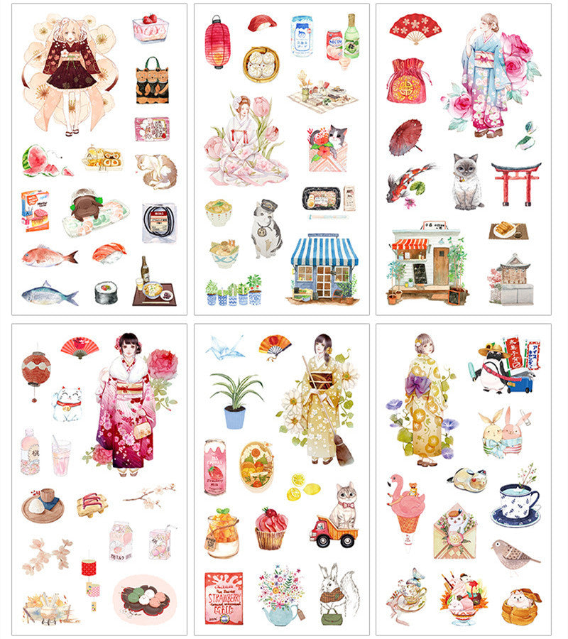 KTX-088723 Cultural and Creative Life Stickers for Diary Decoration - Variety of Designs Available