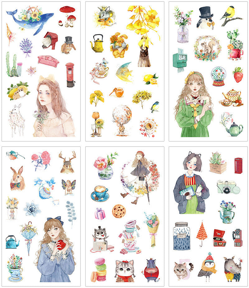 KTX-088723 Cultural and Creative Life Stickers for Diary Decoration - Variety of Designs Available