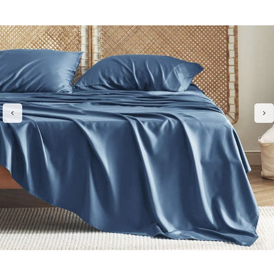 KTX-089043 Bamboo Fiber Fitted Bed Sheet Set with Pillowcases - Solid Color, Available in Multiple Sizes