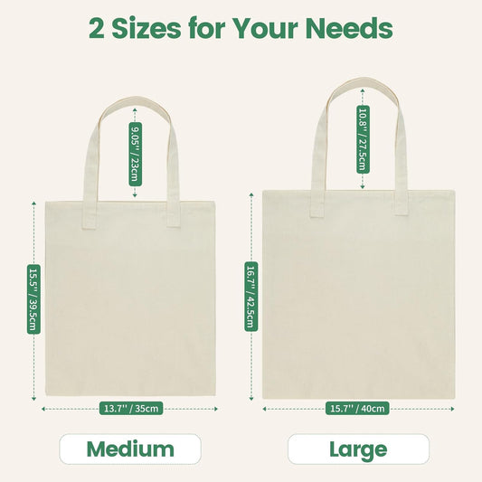 KTX-089235 Lightweight Beige Canvas Tote Bag Set – 48 Pack Reusable Shopping and DIY Craft Bags, Perfect for Gifts and Everyday Use