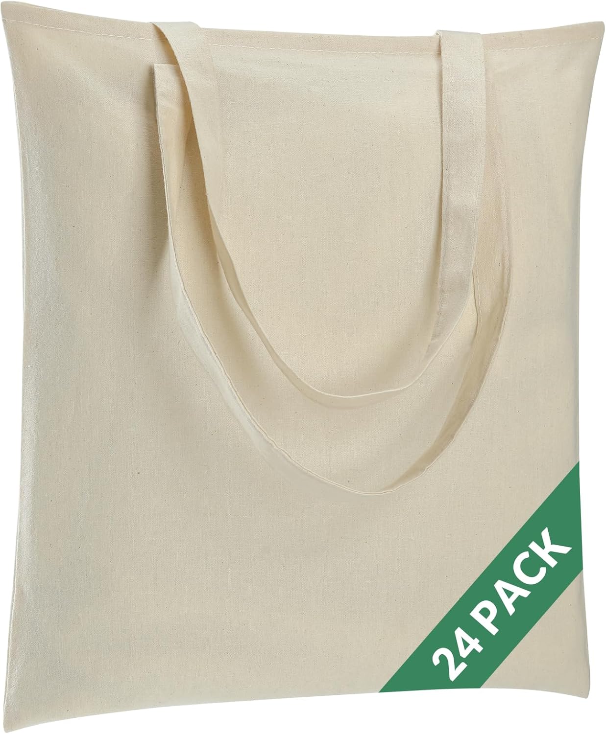 KTX-089235 Lightweight Beige Canvas Tote Bag Set – 48 Pack Reusable Shopping and DIY Craft Bags, Perfect for Gifts and Everyday Use