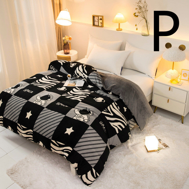 KTX-089363 Thick Coral Fleece Double Plush Duvet Cover with Reactive Printing and Dyeing