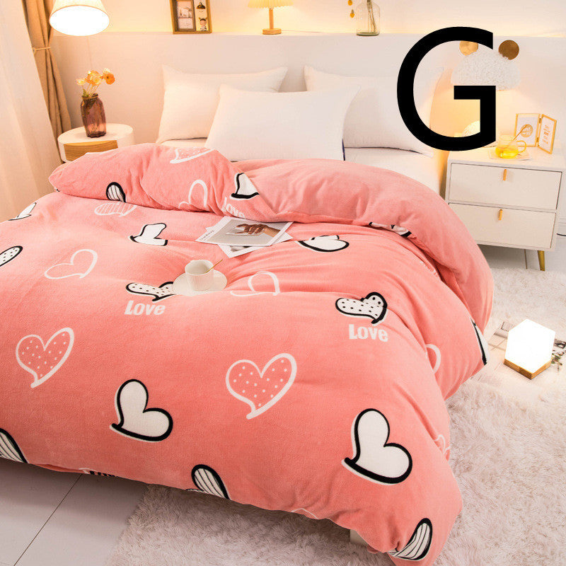 KTX-089363 Thick Coral Fleece Double Plush Duvet Cover with Reactive Printing and Dyeing