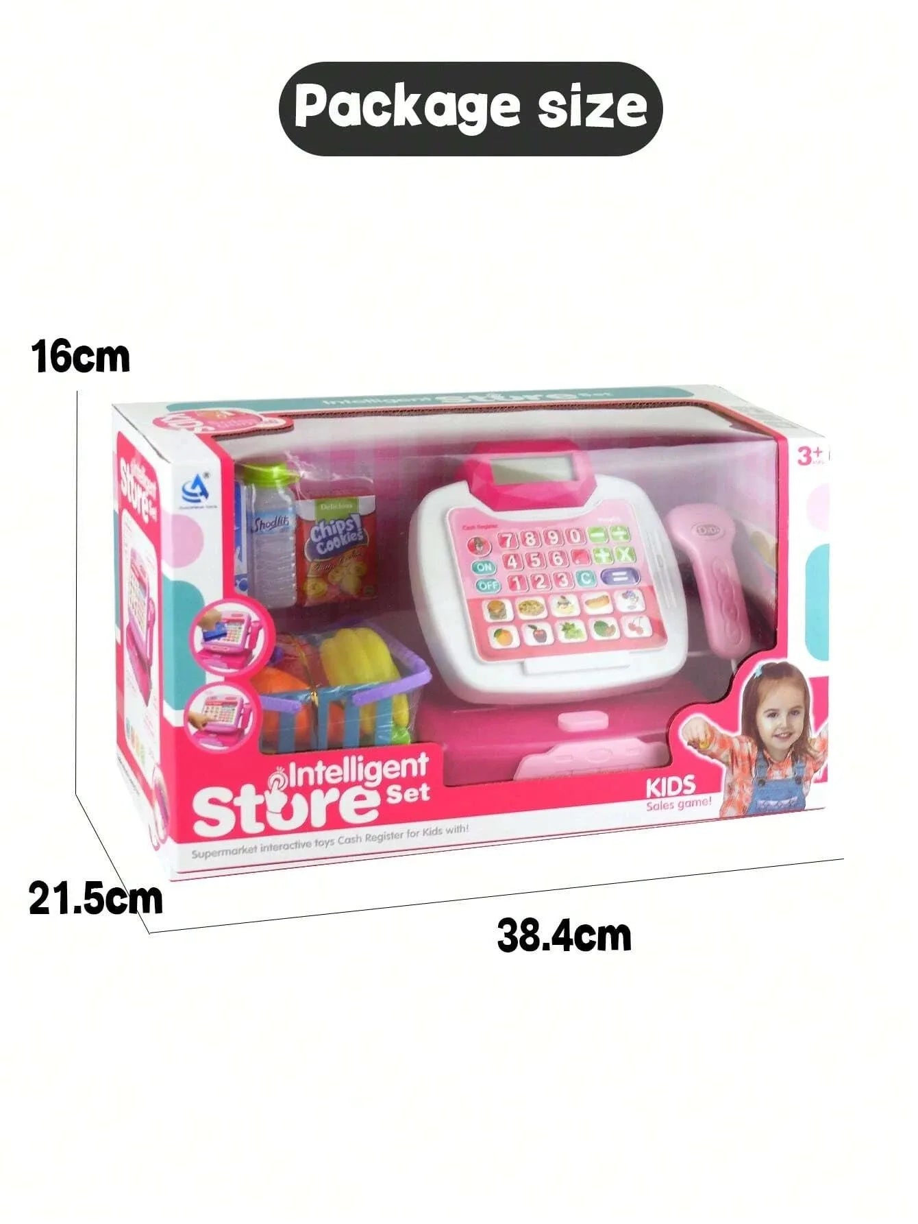 KTX-089875 Kids Pretend Play Shopping Cash Register Toy with Sound and Flashing Features - Age 4-14 Years